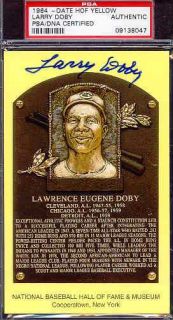 Larry Doby Signed Gold HOF Plaque PSA DNA Slabbed