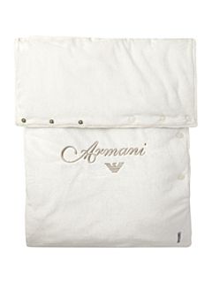 Armani Junior Embroidered logo sleeping bag Off White   