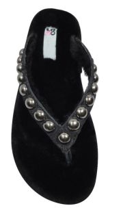 LAMO Sheepskin Black Studded Leather Flip Flop Sandals Size 7 Retails