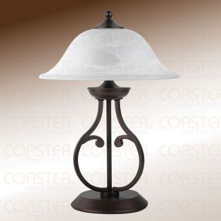 Dark Bronze Finished Pear Shaped Table Lamp White Shade