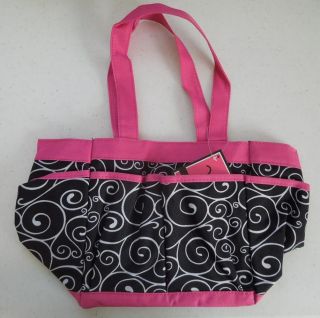 One Swirl Black Pink Mini Organizer Little Carry All Caddy Tote Thirty