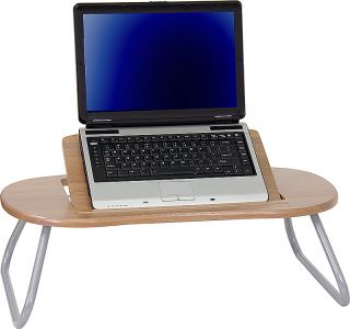 NEW TOP ANGLE ADJUSTABLE LAPTOP COMPUTER BED STAND TABLE DARK NATURAL
