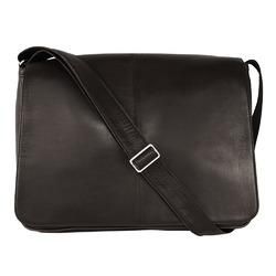 New LATICO Leather Black Shoulder Messenger Laptop Bag 2413P HTF Bonus