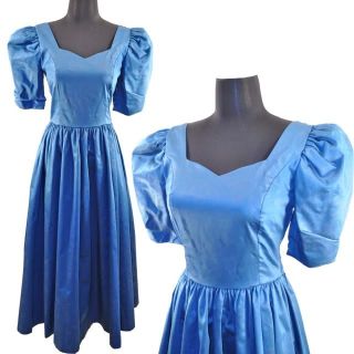 Vintage Laura Ashley Blue Sparkle Party Dress USA 8