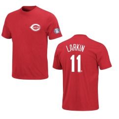 Cincinnati Reds Barry Larkin Hall of Fame Red Name and Number Jersey T