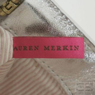 Lauren Merkin Metallic Silver Leather Clutch