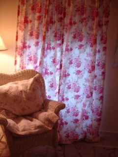 Laura Ashley Drapery Curtain Panels Two Tie Backs Roses Gorgeous
