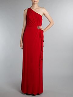 Jessica Howard One shoulder gown with beaded waist Red   