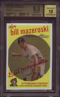 2008 Topps Heritage BILL MAZEROSKI Real One Red Ink Auto /59 *Pirates
