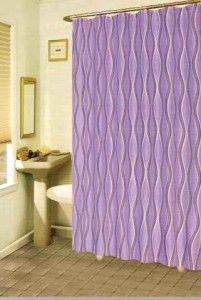 NIP Purple Plum Swirls Fabric Shower Curtain 