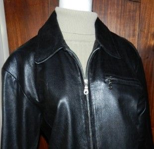 Black Leather Bike Jacket Zip Front ml Michael Lawrence Size M