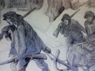 Leal Mack Original Pencil Drawing Hunters Sled