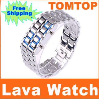 Digital Lava Iron Style Men Lady Sport Blue LED Watch B