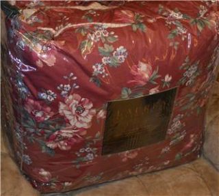 Ralph Lauren Parsonage Lane Berry Red Floral King Comforter Set New