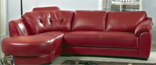 Modern Red Tufted Leather Sectional Sofa Couch Chaise