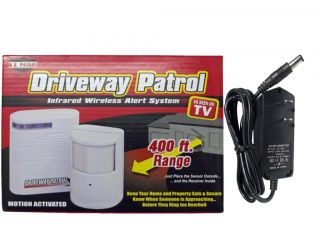 Driveway Patrol Wireless Security Alarm Motion Sensor and Wall Adapter