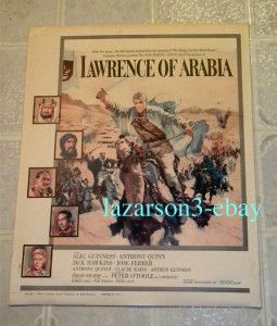 Lawrence of Arabia Camel Style Window Card Pre Oscar 1962