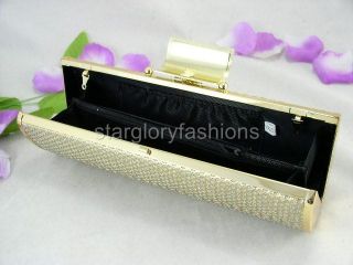 Shiny Leather Crystal Flower Pin Framed Clutch 8 Colors