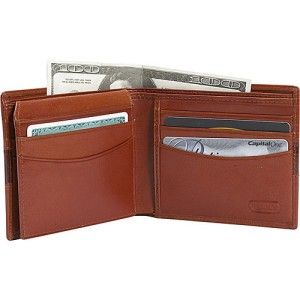Leatherbay Double Fold Mens Leather Wallet w Croc Design Cognac