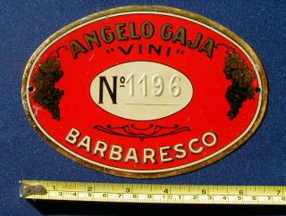 1960s Italy Advertising Sign Tin Wine Gaja Barbaresco