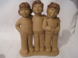 Lee Bortin RARE Sculpture 2 Sisters Brother Signed