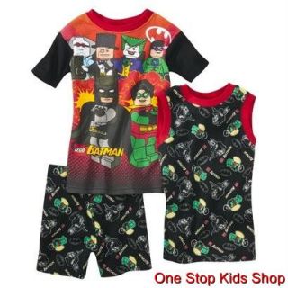 Lego Batman Boys 4 6 8 10 PJs Set Pajamas Shirt Tank Shorts Top The