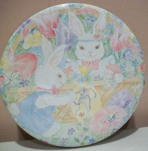 1987 Easter Tin w Soft Pastel Artwork by Susan Lozano
