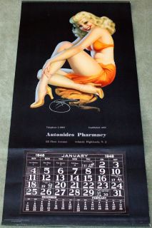 1948 Art Deco Pin Up Advertising Calendar Antonides Pharmacy DeVorss