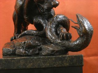 Bronze Statue Tiger Snake Serpent Francois Lemoyne