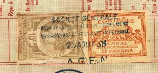 Canal Bond DD 1888 Ferd de Lesseps with 2 Tax Revenue Stamp