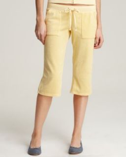 Juicy Couture New Yellow Drawstring Snap Pocket Flat Front Cropped