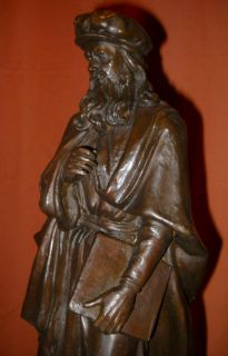 Original Leonardo Da Vinci at Uffizi Bronze Statue Sculpture Italian