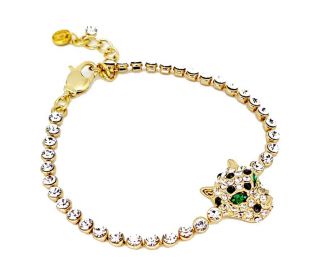 Butler Wilson Gold Crystal Leopard Head Bracelet