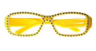 Yellow Retro Rhinestone Lensless Fashion Sunglasses
