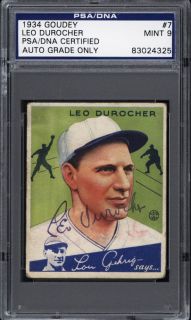 1934 Goudey 7 Leo Durocher Autograph PSA DNA Mint 9