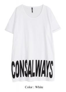AnnaKastle Womens Letters Consalways Print Boxy Long Top Lounge Tee