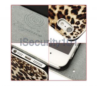 New Elegance Leopard Spot Leather Flip Cover w Hard Case for Apple