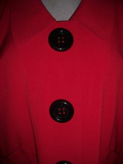 Happy Valentines Day Retro Style Red Big Buttons Swing Coat Sz 24W