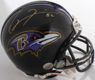 Signed Ray Lewis Ravens Mini Helmet Witness JSA Certified