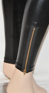 David Lerner Black Patent 7 inch Zipper Leggings
