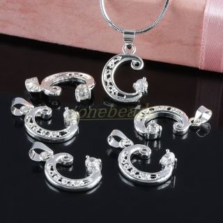 Alphabet Letter Silver Plated Hollow Pendant Charm for Necklace