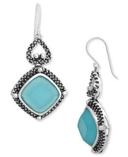 Genevieve & Grace Sterling Silver Earrings, Blue Glass (11 5/8 ct. t.w