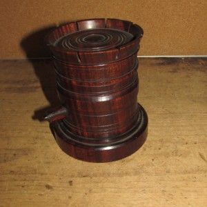 Great Early 19th C Lignum Vitae Turned Covered String Holder Old