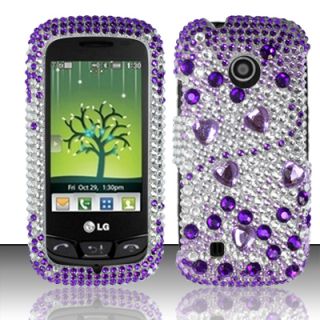 Purple Beats LG Cosmos Touch VN270 Iced Bling Hard Case Cover Verizon