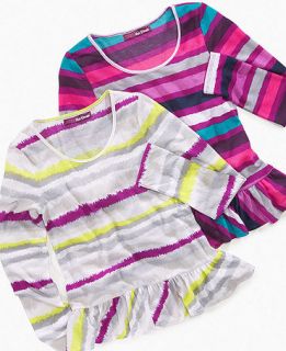 Threads Kids Shirt, Girls Stripe Peplum Top   Kids Girls 7 16