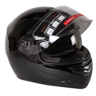 Dual Visor Gloss Black Street Motorcycle Helmet w Air Pump Dot Size XL