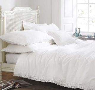 Vintage Lace Cream Cotton Bedding Bed Linen Duvet Cover or Pillowcases
