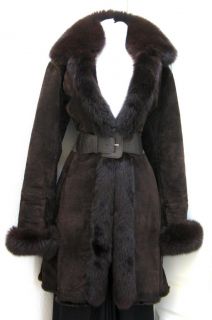 Fox Shearling Leather Coat Fur Trim