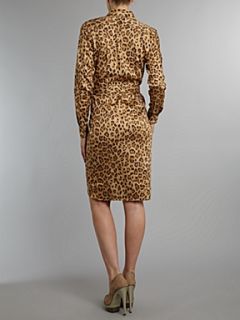 Lauren by Ralph Lauren Ristea leopard print shirt dress Khaki   