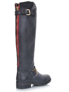 Steve Madden Lindley Women Leather Morotocycle Knee High Buckle Boot